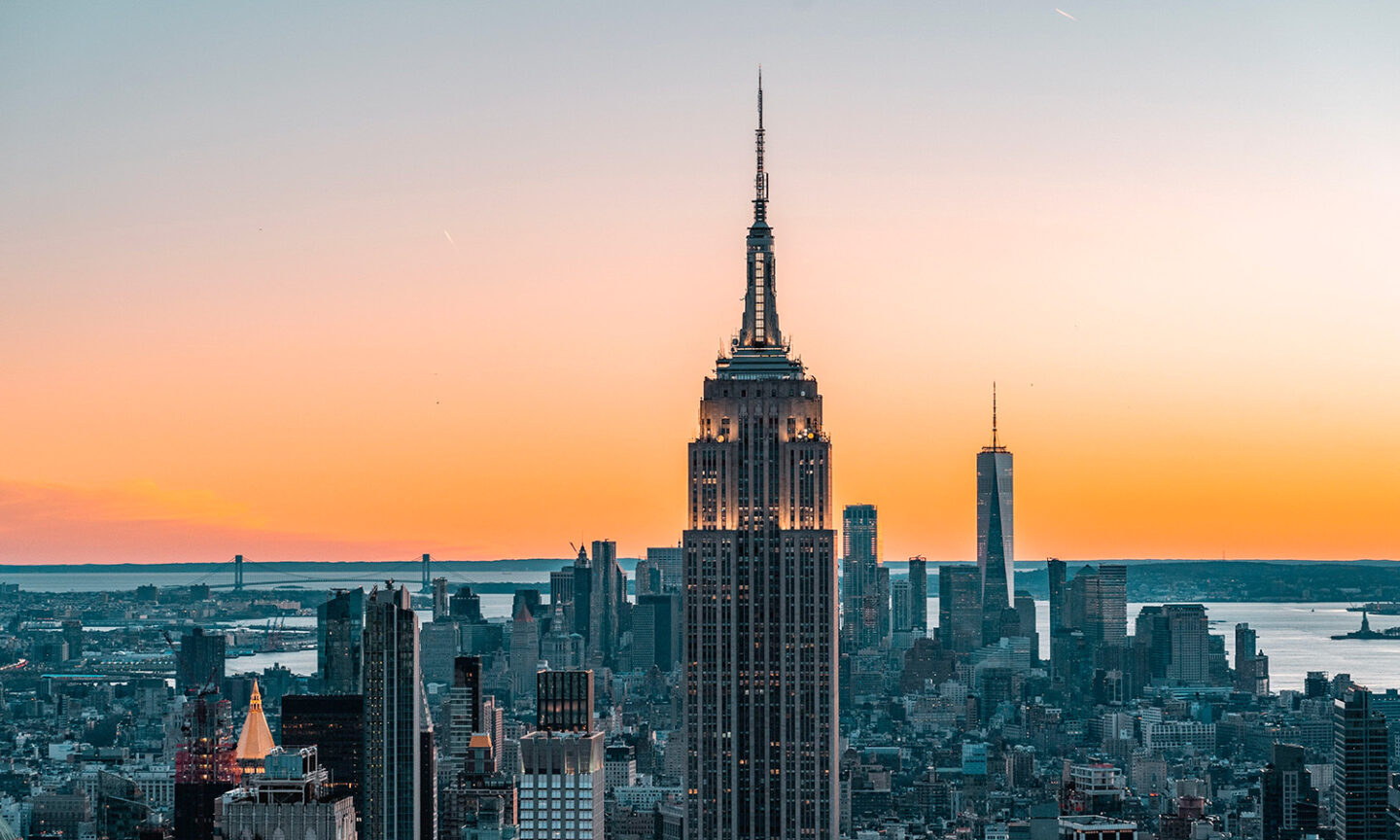 Multi layered cityscape of New York skyline
